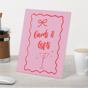 Expositor En L "Tarjetas Y Regalos" De Onda Rosa Y Roja Retro