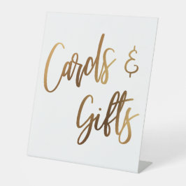 Expositor En L Tarjetas y regalos de oro falso con letra informal