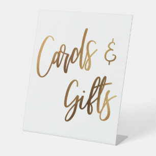 Expositor En L Tarjetas y regalos de oro falso con letra informal