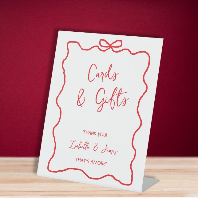 Expositor En L Tarjetas y regalos Doble mano Escurridas Parejas o (Cards & Gifts Bow Hand Drawn Wavy Couples Shower Pedestal Sign)