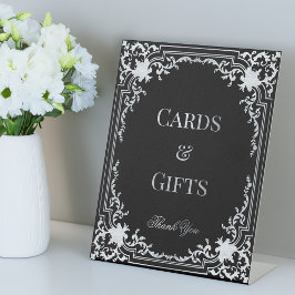 Expositor En L Tarjetas y regalos elegante negro falso plata 