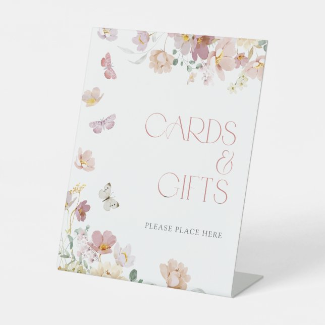 Expositor En L Tarjetas y regalos Mariposas rosas Ducha de novias (Anverso)