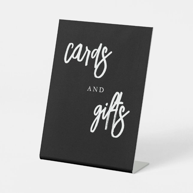 Expositor En L Tarjetas y regalos Mesa de Bodas en blanco y negro (Anverso)