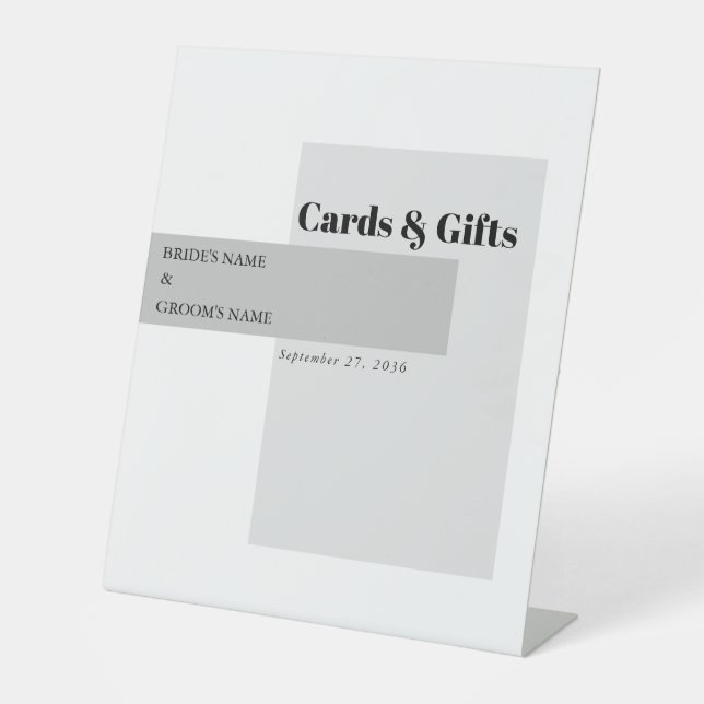Expositor En L Tarjetas y regalos modernos de boda blanca y negra (Anverso)