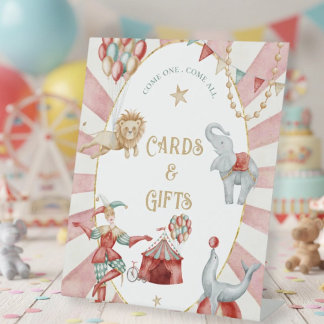 Expositor En L Tarjetas y regalos para baby shower de carnaval de