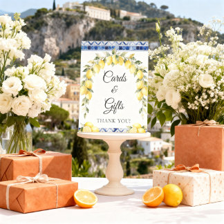 Expositor En L Tarjetas y regalos para baby shower de limón medit