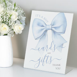 Expositor En L Tarjetas y regalos para baby shower de niño con la