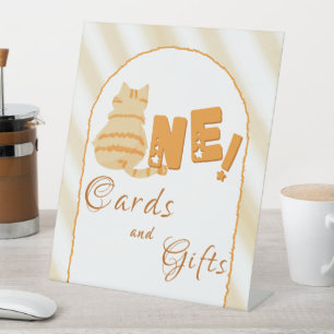 Expositor En L Tarjetas y regalos para el 1er cumpleaños de gato 