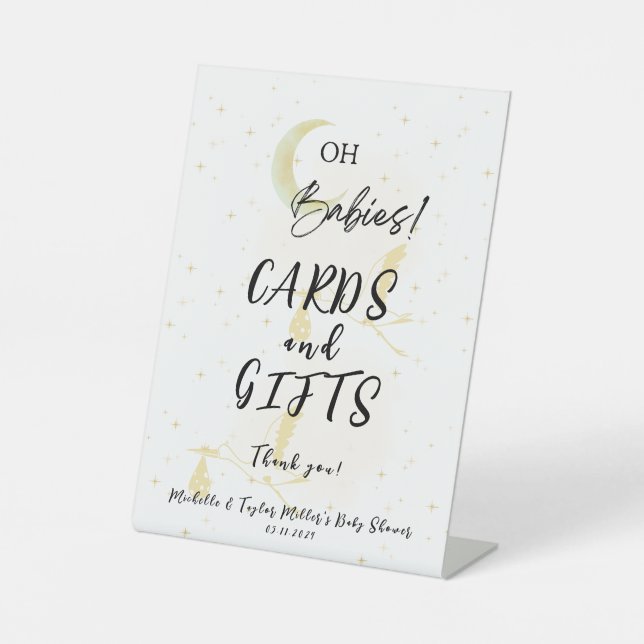 Expositor En L Tarjetas y regalos Rótulo Pedestal de Baby Shower (Anverso)