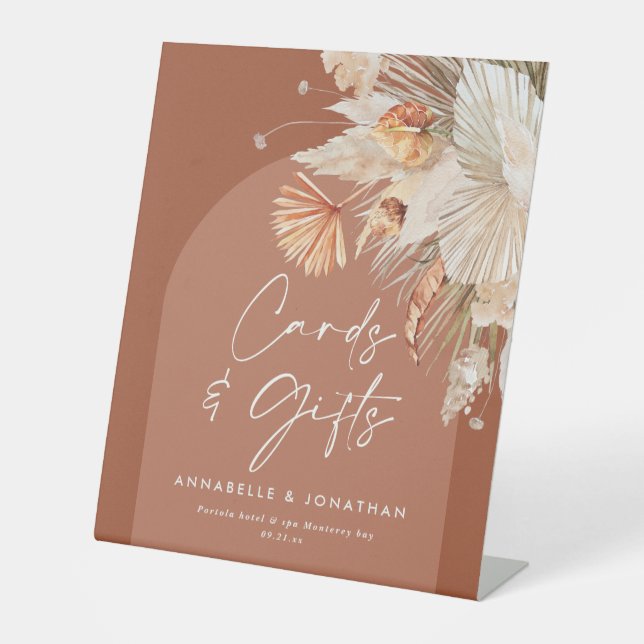 Expositor En L tarjetas y regalos rústicos de terracota (Anverso)