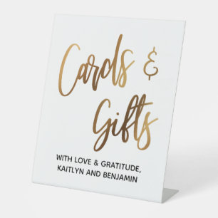 Expositor En L Tarjetas y regalos sencillos de tipografía de oro,