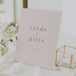 Expositor En L Tarjetas y regalos simples de color rosa y dorado 