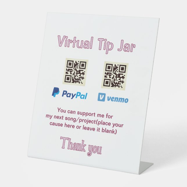 Expositor En L tarro de propinas virtual código q r donación de d (Anverso)