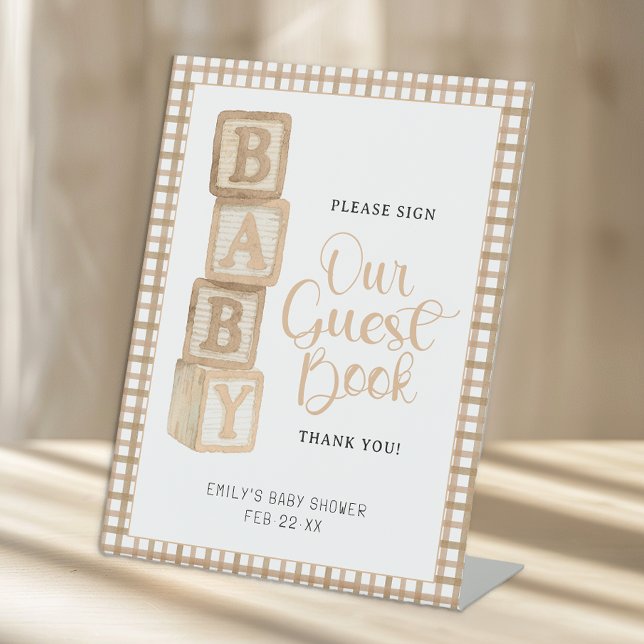 Expositor En L Taupe Baby Blocks Please Sign Our Guest Book Sign (Guest Book Sign)
