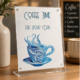 Expositor En L Taza de café azul artístico con patrones giratorio