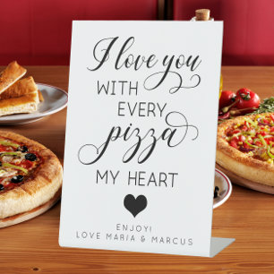 Expositor En L Te Amo Con Cada Pizza Mi Corazón