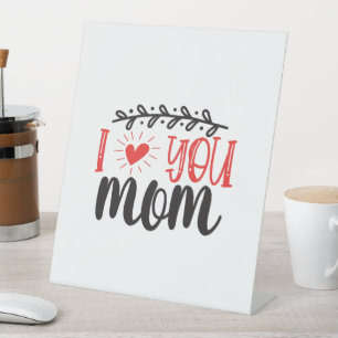 Expositor En L "Te Amo Mamá" Rótulo Pedestal