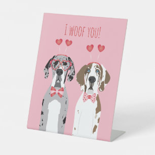 Expositor En L Te Woof Great Dane Dogs Pink Red