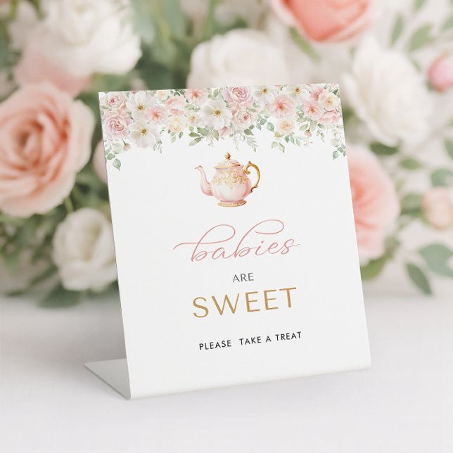 Expositor En L Tea Party Baby Shower Treat (Tea Party Baby Shower Babies are Sweet, Please Take a Treat Pedestal Sign
)