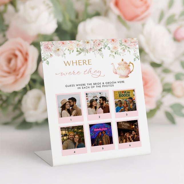 Expositor En L Tea Party Bridal Shower Where Were They (Tea Party Bridal Shower Where Were They Pedestal Sign)