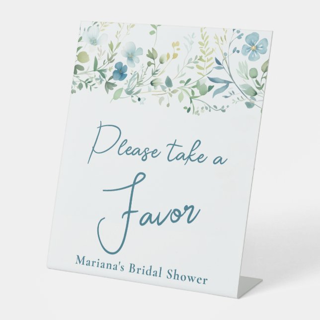 Expositor En L Teal Blue Green Floral Bridal Shower Favor (Anverso)