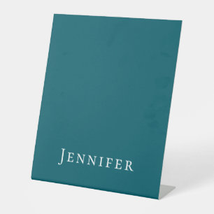 Expositor En L Teal oscuro moderno minimalista de moda Tu nombre