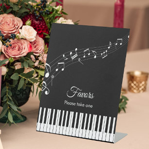 Expositor En L Teclas de Piano Notas Musicales Boda Negras y Blan