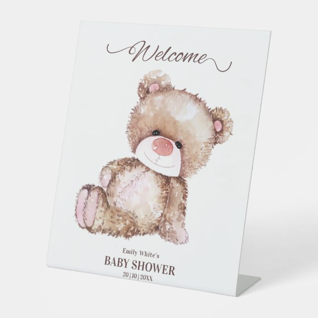 Expositor En L Teddy Bear Baby Shower, Chica Baby Shower de oso r (Anverso)