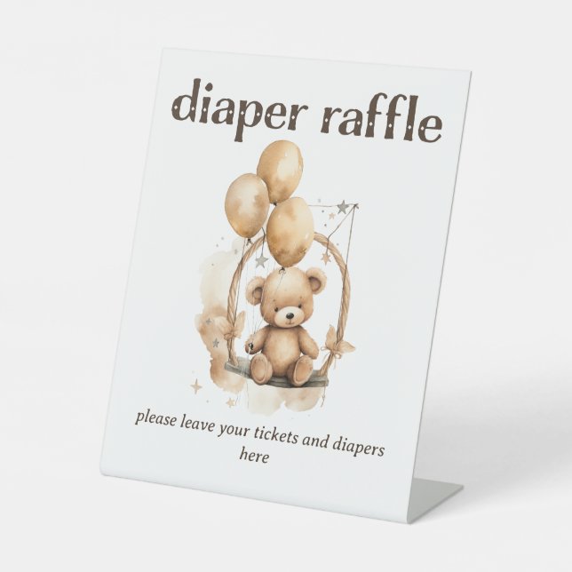 Expositor En L Teddy Bear Baby Shower Diaper Raffle (Anverso)