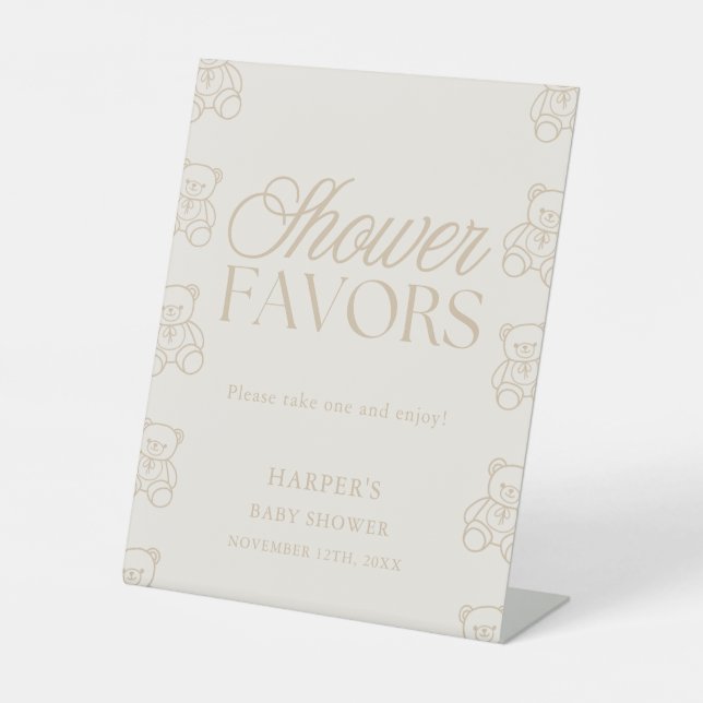 Expositor En L Teddy Bear Baby Shower Favors (Anverso)