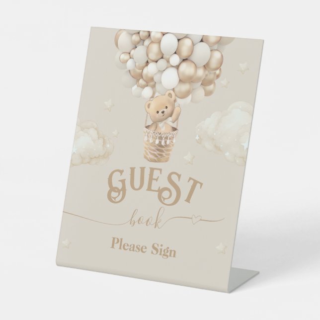 Expositor En L Teddy Bear Balloon Baby Shower (Anverso)
