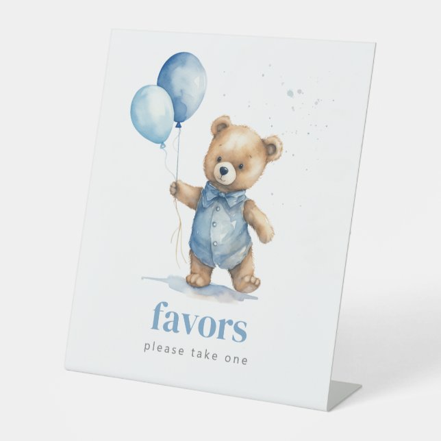 Expositor En L Teddy Bear Boy Baby Shower Favors (Anverso)