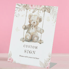 Expositor En L Teddy Bear color de agua rosado floral beige edita