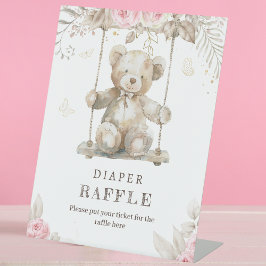 Expositor En L Teddy Bear Neutral Suave Diapasal Floral Rosa Raff