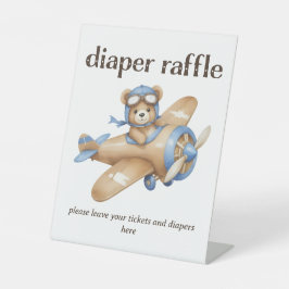 Expositor En L Teddy Bear Pilot Baby Boy Shower Diaper Raffle