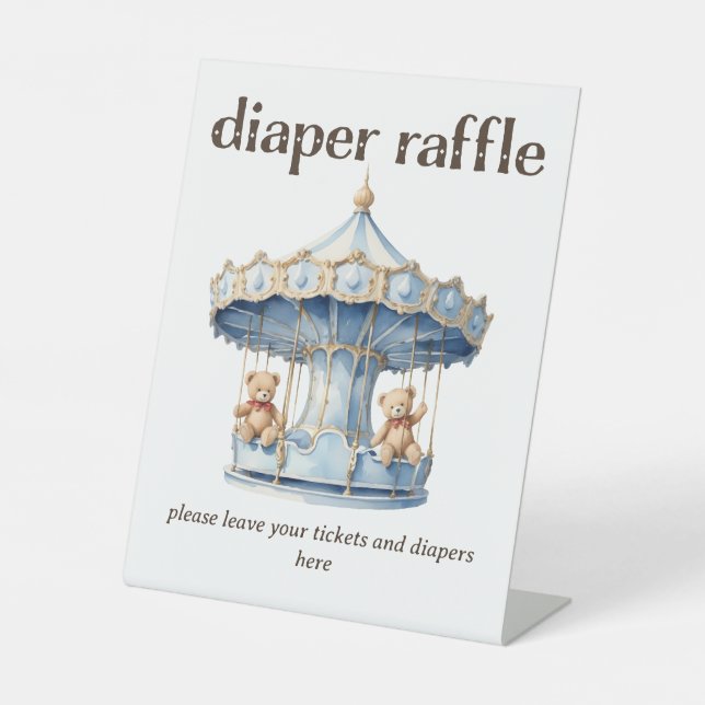 Expositor En L Teddy Bear Twin Boy Baby Shower Diaper Raffle (Anverso)