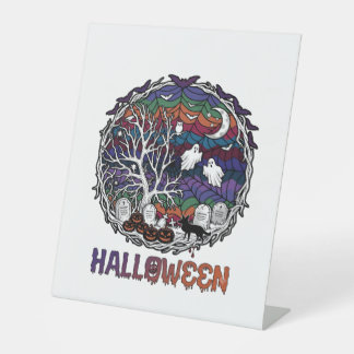Expositor En L Telaraña de Halloween Árbol Fantasmas Calabazas Lá