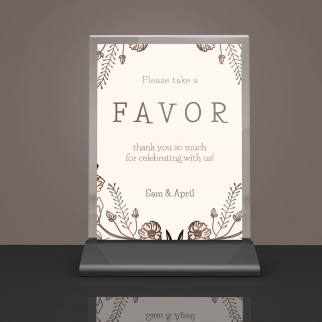 Expositor En L Tema Boda floral marrón (Table sign boards with sweet thank you)