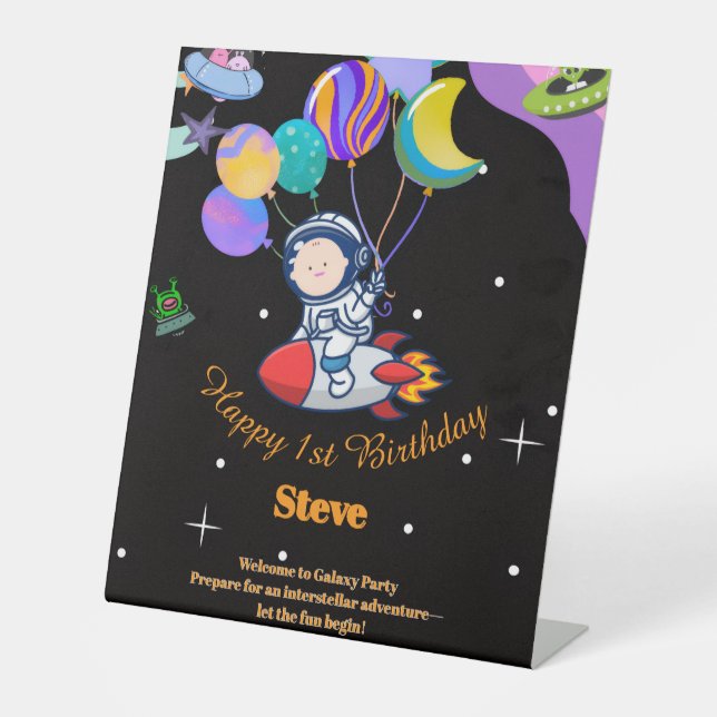 Expositor En L Tema de fiesta de cumpleaños espacial (Anverso)