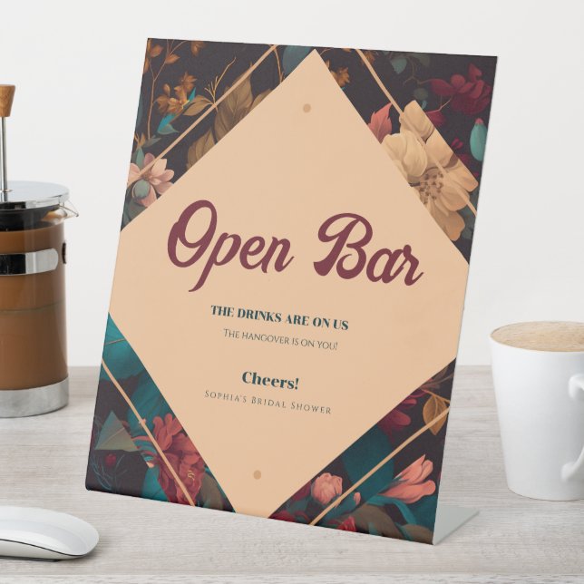 Expositor En L Tema floral oscuro y rico para despedida de solter (In Situ)