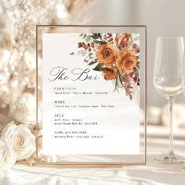 Expositor En L Terracotta Boho Rose Floral Wedding Bar Menu