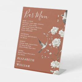 Expositor En L Terracotta Chinoiserie Floral Bar Menú Boda