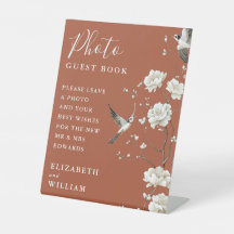 Terracotta Chinoiserie Foto Boda del libro de invi