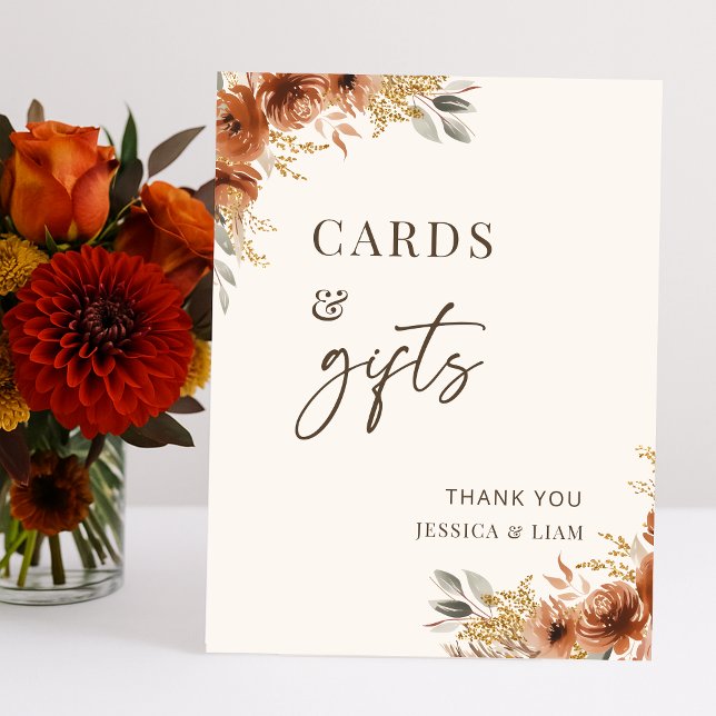 Expositor En L Terracotta Fall Boho Boho Bodas Tarjetas y Regalos (Terracotta Fall Boho Wedding Cards & Gifts Sign)