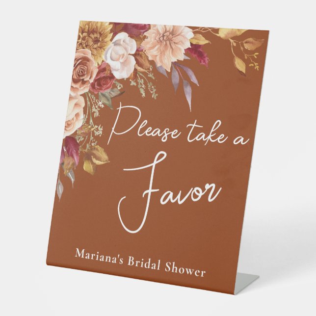 Expositor En L Terracotta Fall Floral Bridal Shower Favor (Anverso)