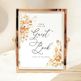 Expositor En L Terracotta Floral Elegant Guest Book Wedding Table