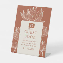 Expositor En L Terracotta Modern Floral Photo Guest Book