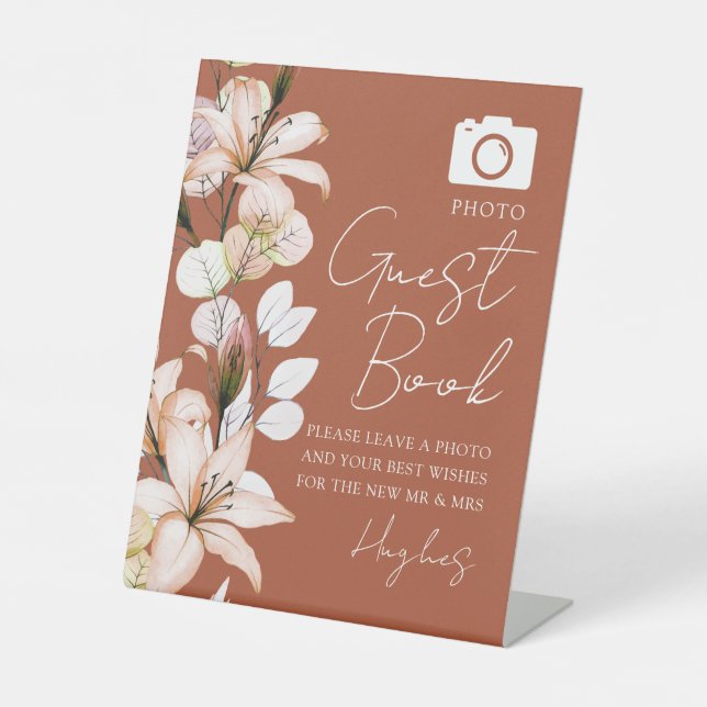 Expositor En L Terracotta Photo Guest Book Boda Floral (Anverso)