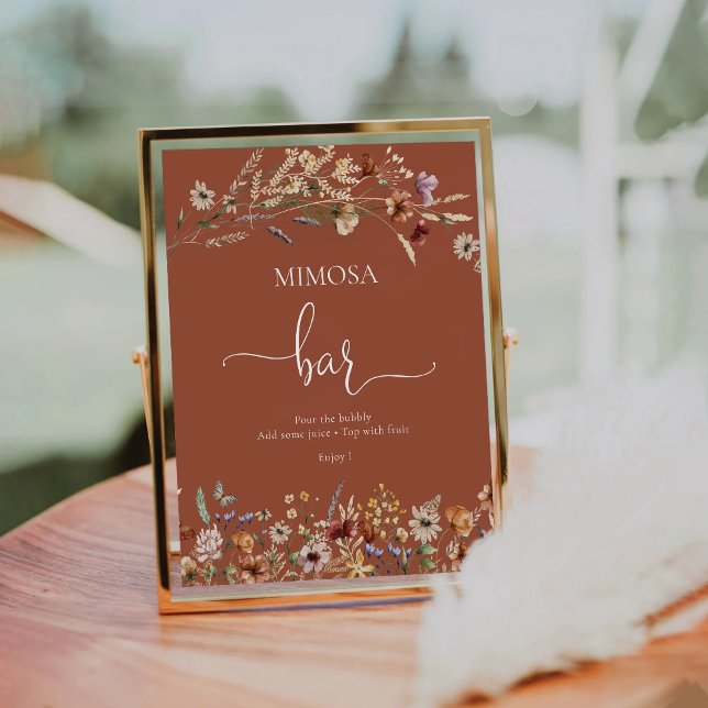 Expositor En L Terracotta Tiny Wildflower Gold Mimosa Bar Rótulo (Subido por el creador)