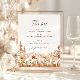 Expositor En L Terracotta Wildflower Mountain Wedding Bar Menu